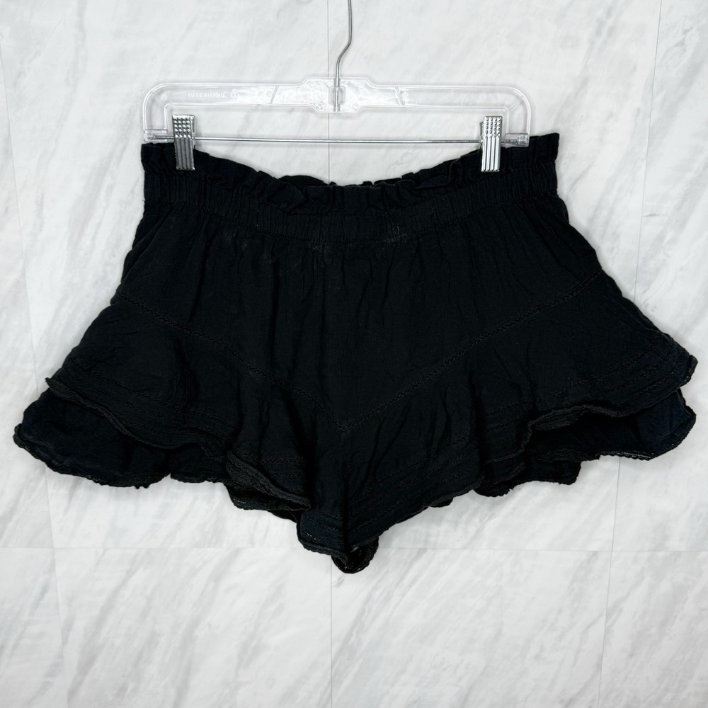 Aerie Black Flowy Mini Skirt with Ruffled Hem